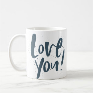 Love you modern slate blue coffee mug