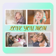 Love You Mom 4-Photo Pastel Tribute