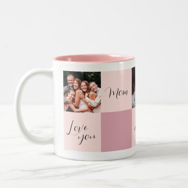 "Love you Mom always forever" photo gift Two-Tone Coffee Mug (Left)