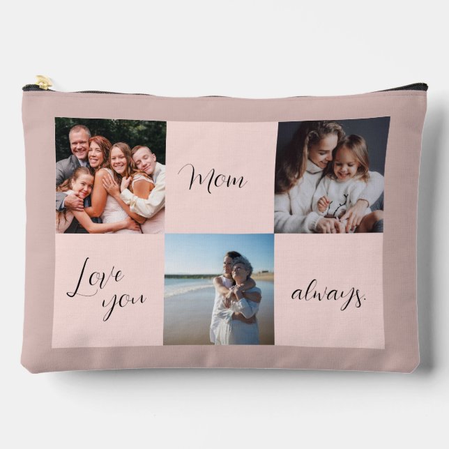 "Love you Mom always" sentimental photo gift Accessory Pouch (Front)