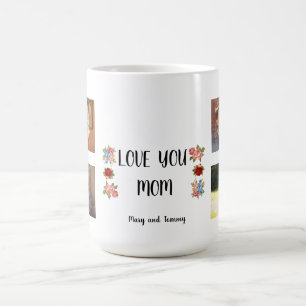 Love You Mom Angela Script Floral Wrap Design Coffee Mug