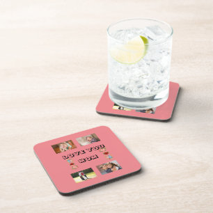 Love You Mom Blossoms and Photos Design Coaster