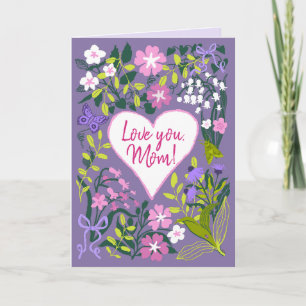Love you Mom botanical cute heart Card