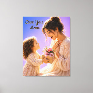 Love You Mom Canvas Wall Art Gift Decor