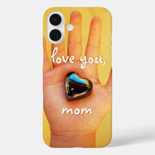 Love You Mom Child Hand Blue Heart Photography Fun Case-Mate iPhone Case (Back)
