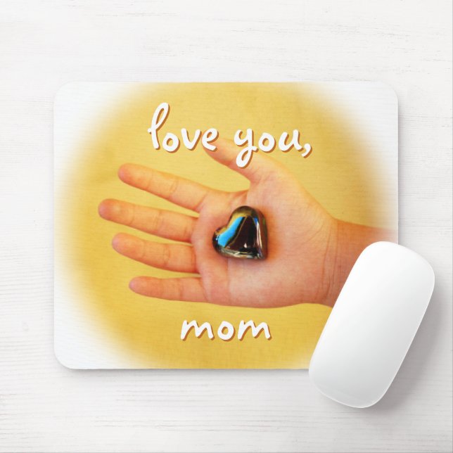Love You Mom Child Hand Blue Heart Photography Mouse Pad (With Mouse)