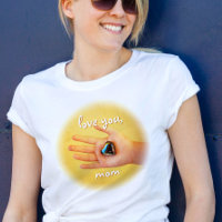Love You Mom Child Hand Holding Blue Heart Photo