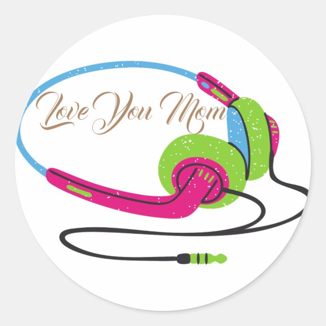 Love you Mom Classic Round Sticker (Front)