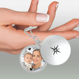 Love You Mom Custom Year Personalized Photo Locket Necklace