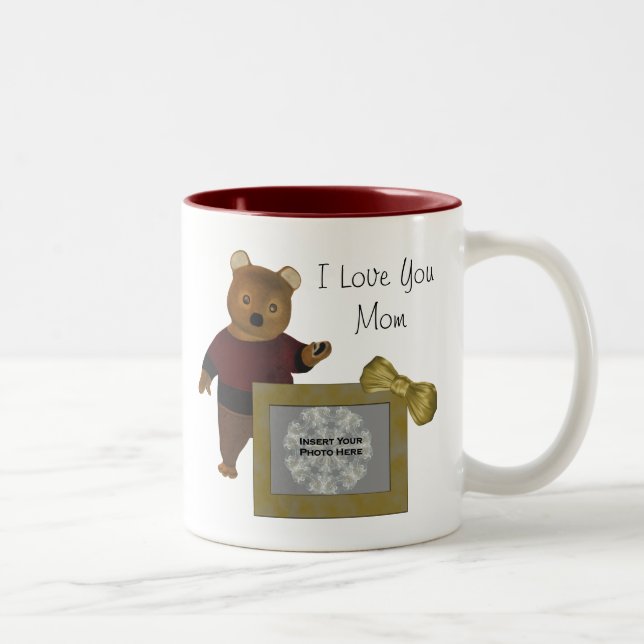 Love You Mom Cute Bear Personalized Photo Mug (Right)