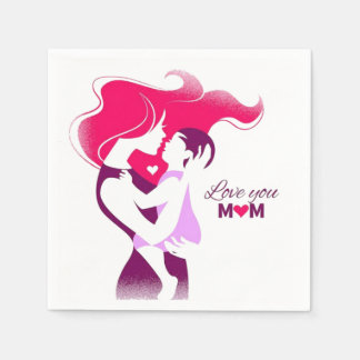 Love You Mom - Cute & Heartfelt Mother's Day Desig Napkin