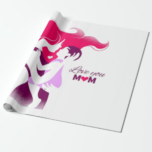 Love You Mom - Cute & Heartfelt Mother's Day Desig Wrapping Paper