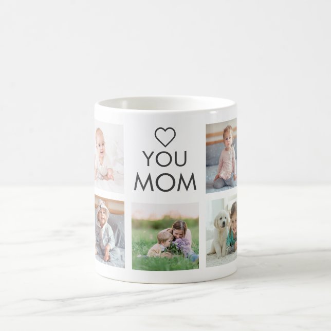 Love You Mom Family Photo Collage Coffee Mug (Center)