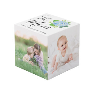 Love You Mom Family Photo Collage Hydrangea Cube