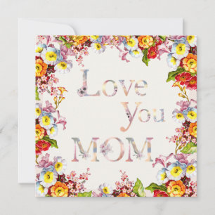   Love You Mom Floral Elegant Cute & Cheerful Boho Holiday Card