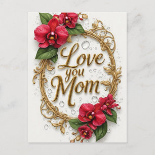 Love You Mom Floral Frame Mother's Day Postcard