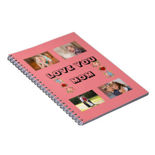 Love You Mom Floral Photo Quartet Rose Notebook De
