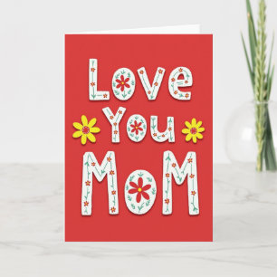 Love You Mom Folk Art Card