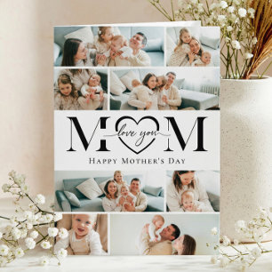 Love You Mom Heart Photo Collage Mother's Day Card