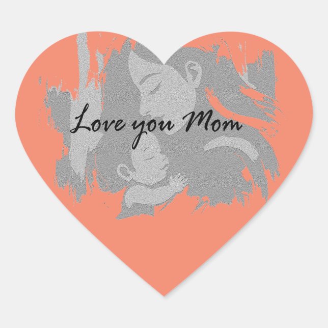 Love you Mom Heart Sticker (Front)