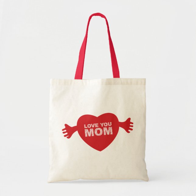 Love you Mom Heart Tote Bag (Front)