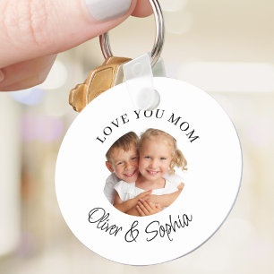 Love You Mom Modern Photo  Keychain