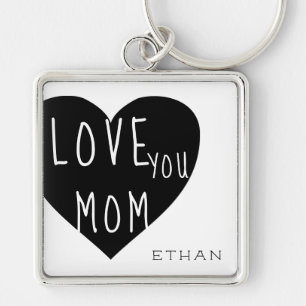 Love You Mom ⎢Monogram Button Keychain