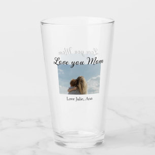 love you mom mothers day add photo name simple glass