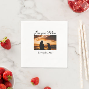 love you mom mothers day add photo name simple napkin