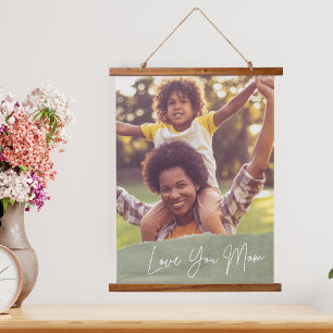 Love You Mom Mother's Day Custom Photo Hanging Tapestry