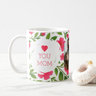 "Love You Mom Mug - Red Flower Design & Photo