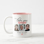 Love You Mom/Other 3 Photo Custom Text Two-Tone Coffee Mug<br><div class="desc">Start every day with a smile with this "Love You Mom" photo mug. This lovingly designed mug features a sweet declaration of "Love you Mom" accented by three personalized photos that bring her favourite faces into her daily coffee routine. Perfect as a Mother’s Day gift, birthday or Christmas present, or...</div>