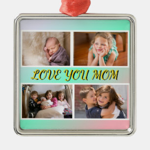 Love You Mom Pastel Tribute Keepsake Metal Ornament