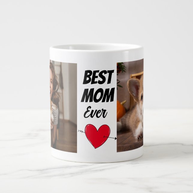Love You Mom..Personalized two dog photos & text  Large Coffee Mug (Front)