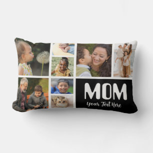 Love You Mom   Photo Collage Handwritten Text  Lumbar Pillow