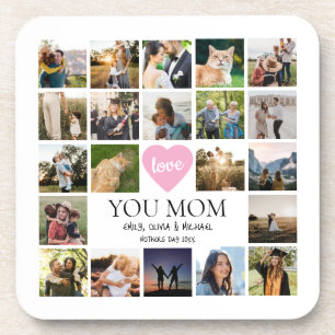 Love You Mom Photo Collage Mothers Day Coaster