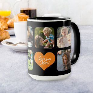 Love you mom photo collage personalized coffee mug