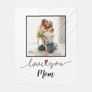 Love You Mom Photo Mother's Day Fleece Blanket