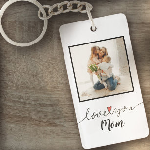 Love You Mom Photo Mother's Day Keychain
