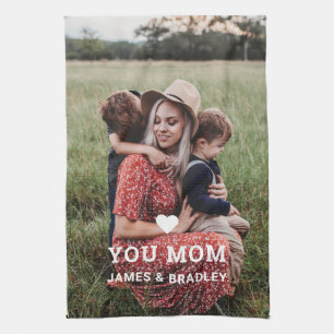 Love You Mom Photo Names Kitchen Gift Towel