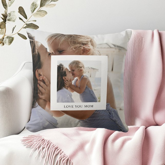 Love You Mom Photo Throw Pillow (Creator Uploaded)
