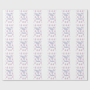 love you mom purple mauve florals mauve name simpl wrapping paper