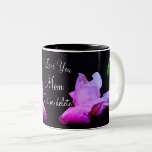 Love You Mom Rainbow Rosebud Personalized  Two-Tone Coffee Mug