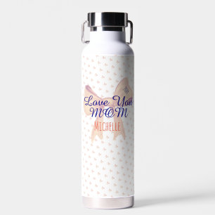 Love You Mom Script Stylish Modern Mothers Day Water Bottle