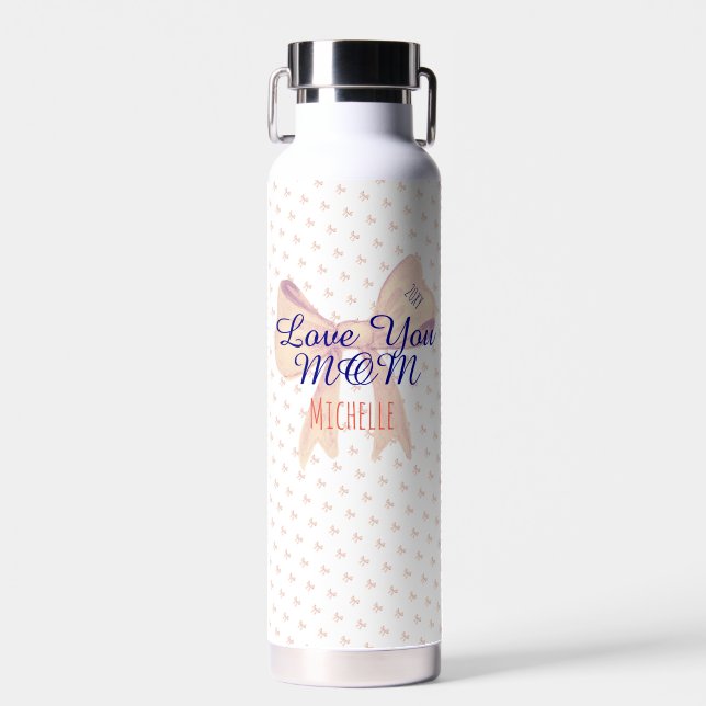 Love You Mom Script Stylish Modern Mothers Day Water Bottle (Front)