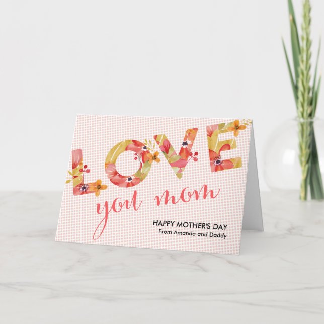 Love you mom | Simple Typographic Mother's Day Card (Front)