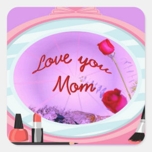 Love You Mom Square Sticker