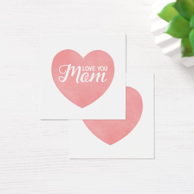 Love you mom text, mother's day pink heart (Desk)