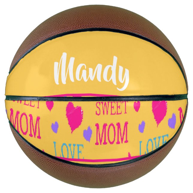 Love you mom text on orange basketball (Front)