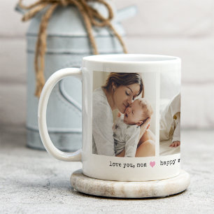 Love You, Mom   Three Photos and Any Colour Heart Coffee Mug